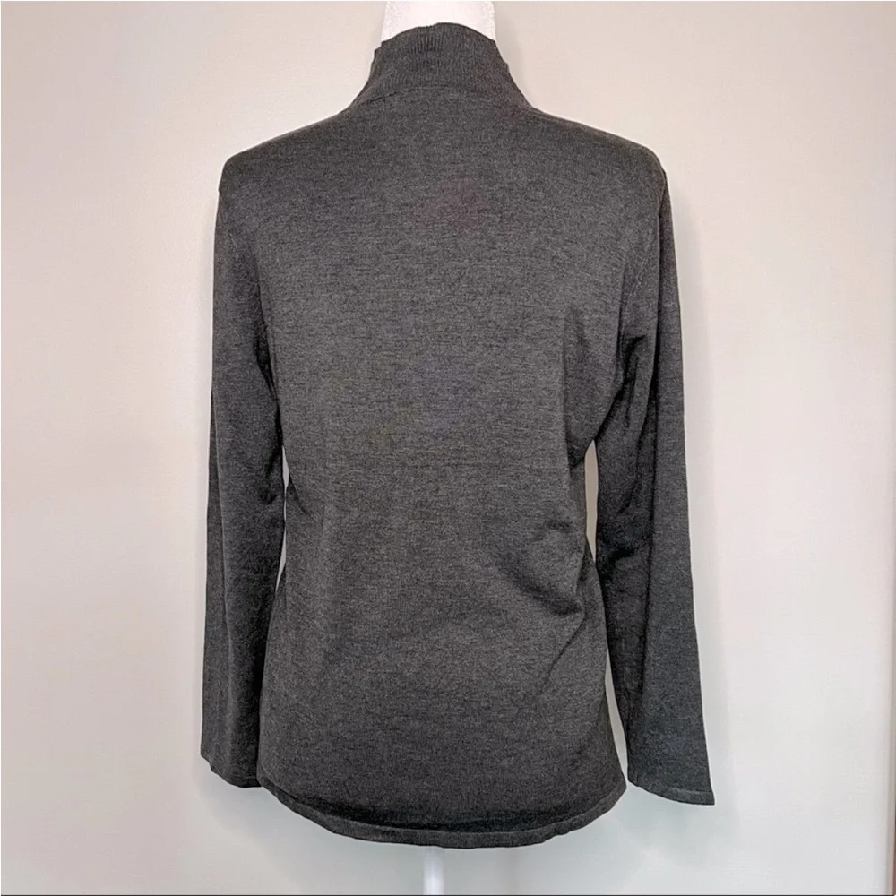 T Tahari Mockneck Sweater, Heather Graphite Gray, Large - Picture 5 of 15